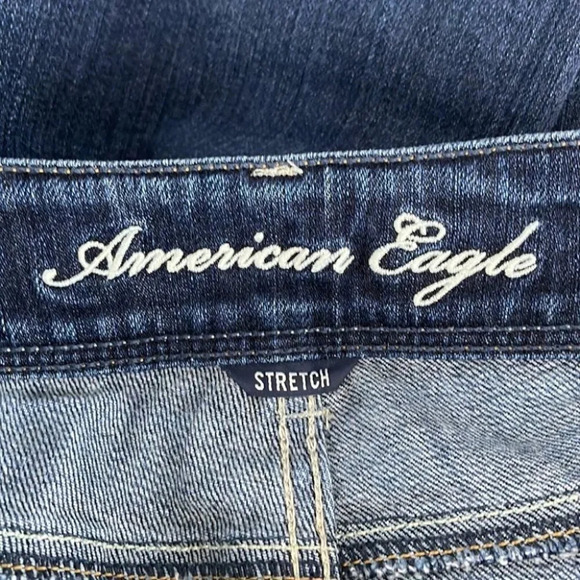 AMERICAN EAGLE Retro Slim Boot Jeans Blue Dark Wash Low Rise 5 Pocket 8 Short - Picture 7 of 11
